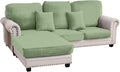 Couch Cover 3-Piece Elastic Velvet Couch Cushion Covers & Chaise Slipcovers for L-Shaped Sofas, Sofa Seat Covers Washable, Soft Cover for Couches (2 Seater + Chaise, Avocado Green)