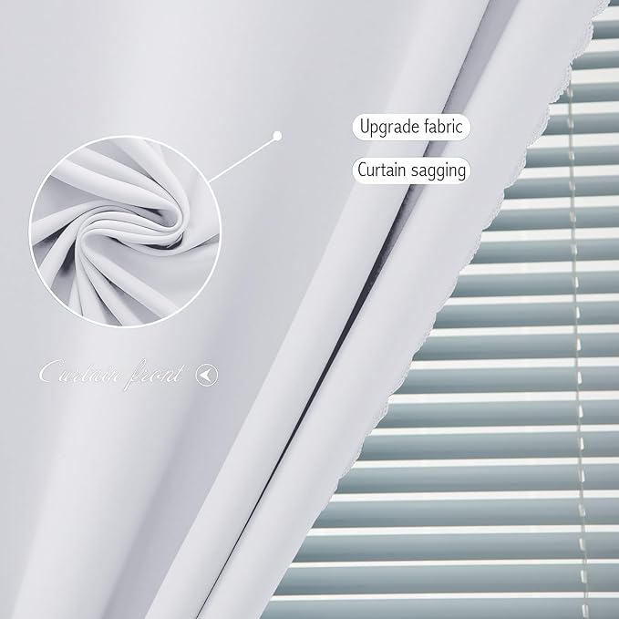 self Adhesive Curtains Portable Blackout Curtain Simple and Easy to Install Bedroom Window Thermal Lnsulated Kitchen Room Darkening Black Small Drapes, 35" W X 79" L, White, 1 Panel