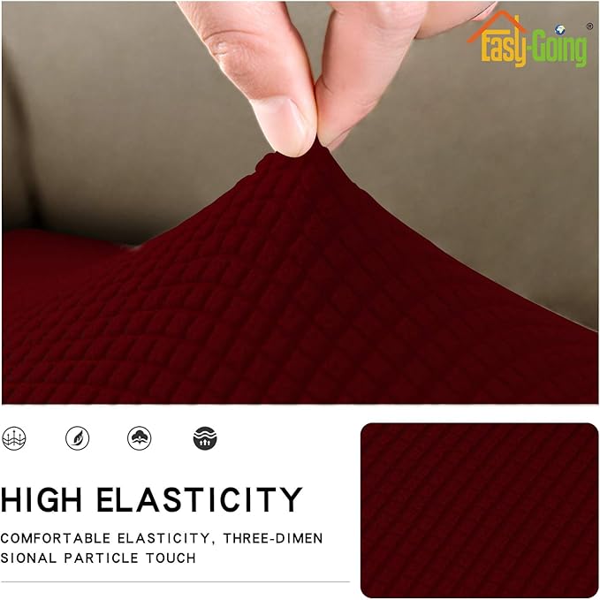 Easy-Going Stretch Cushion Cover Sofa Cushion Furniture Protector Sofa Seat Sofa slipcover Sofa Cover Soft Flexibility with Elastic Bottom(Oversized Sofa Cushion, Wine)