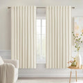 MIULEE Beige White Back Tab Blackout Curtains 63 Inch Length 2 Panels Set for Living Room Bedroom Privacy, Rod Pocket/Pinch Pleat Thermal Insulated Room Darkening Pleated Light Blocking Drapes