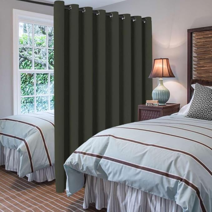 H.VERSAILTEX Blackout Patio Curtains 100 x 108 Inches for Sliding Door Extral Wide Blackout Curtain Panels Thermal Insulated Room Divider - Grommet Top, 9' Tall by 8.5' Wide - Olive