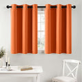 MIULEE Short Fall Curtains for Windows - Orange Blackout Half Window Curtains Thermal Insulated Privacy Drapes for Kitchen Bedroom Bathroom Grommet Top Small Basement Tiers W40 x L36 Inch 2 Panels