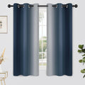 Yakamok Room Darkening Ombre Curtains 63 Inch Length, Navy Blue and Greyish White Thermal Insulated Gradient Color Curtains,Light Blocking Grommet Window Drapes for Bedroom,42 Inch Width,2 Panels