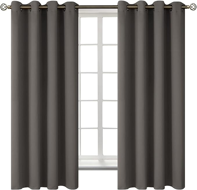 BGment Blackout Curtains for Bedroom - Grommet Thermal Insulated Room Darkening Curtains for Living Room, Set of 2 Panels (52 x 63 Inch, Grey)