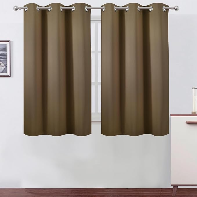 LEMOMO Brown Blackout Curtains/38 x 54 Inch/Set of Two Panels Grommet Living Room Curtains