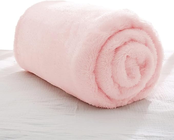 Exclusivo Mezcla Plush Fuzzy Fleece Throw Blanket, Super Soft, Fluffy and Warm Blankets for Couch, Bed, All Season (Light Pink, 40x50 inches)