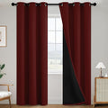 SimpleHome 100% Blackout Curtains for Bedroom,Thermal Insulated Burgundy Grommet Window Drapes Room Darkening Curtains for Living Room with Black Back,38 x 84 Inch,2 Panels