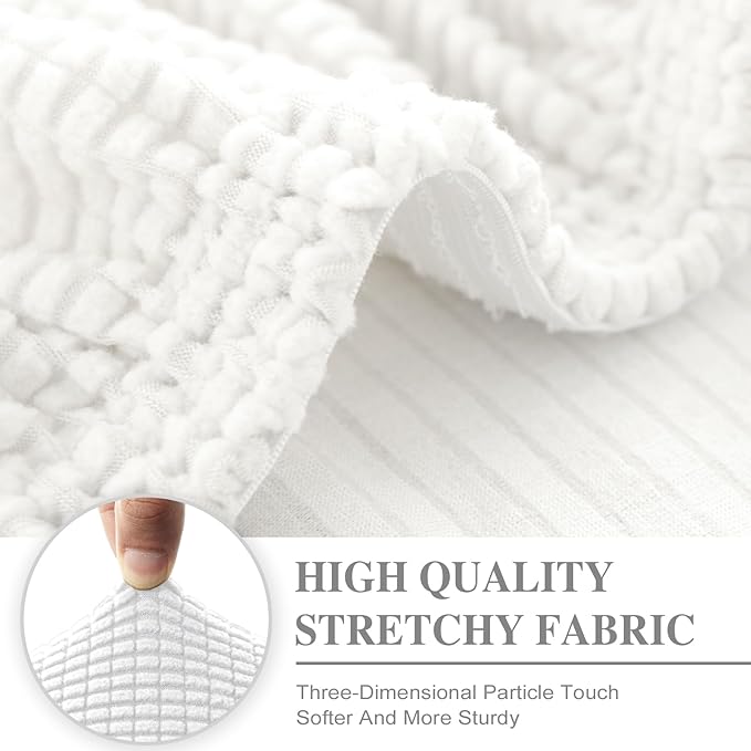 Couch Cushion Covers Seat Cushion Cover Stretch Couch Cover Separate Sectional Sofa Slipcovers Furniture Protector(3 Pieces for Seat or Sofa Backrest, White)