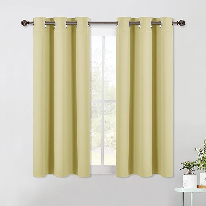 NICETOWN Blackout Curtain Panels for Bedroom, 2 Panels, W42 x L60 inches, Paler Yellow, Thermal Insulated Grommet Top Blackout Draperies and Drapes