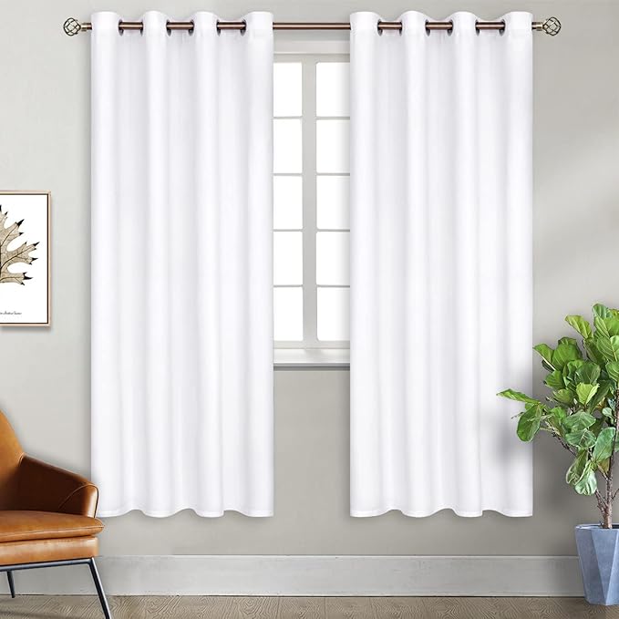BGment Room Darkening Curtains for Bedroom - Grommet Thermal Insulated Window Treatments Light Blocking Curtains for Living Room, Set of 2 Panels, Each 46 x 72 Inch, Pure White