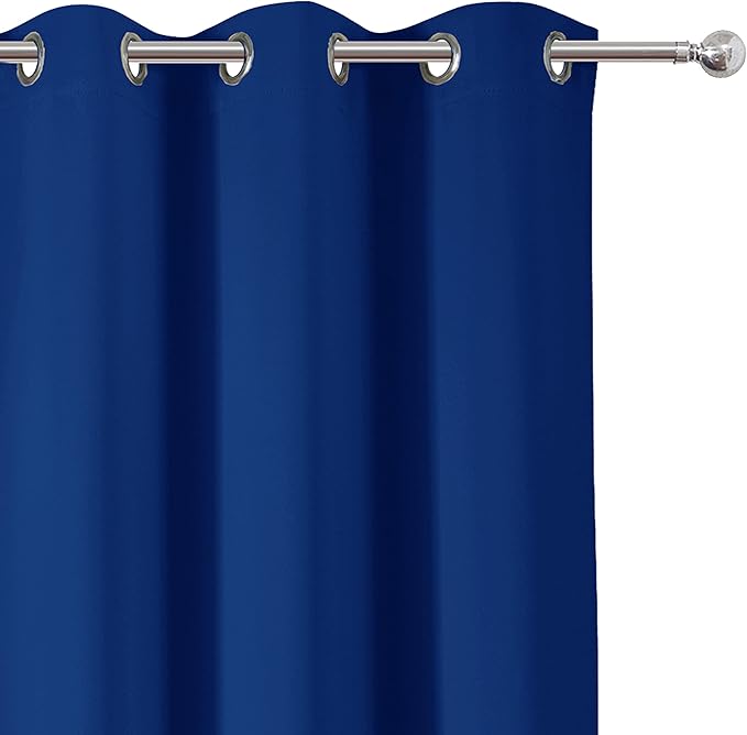 LEMOMO Blackout Curtains 38 x 63 inch/Royal Blue Curtains Set of 2 Panels/Thermal Insulated Room Darkening Bedroom Curtains