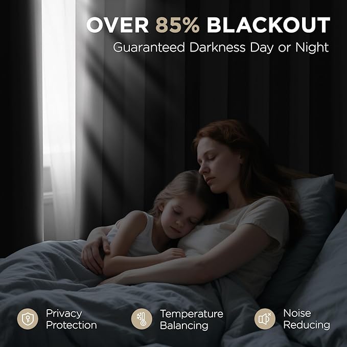 Joydeco Blackout Curtains 108 Inch Length 2 Panels Set, Thermal Insulated Long Curtains& Drapes 2 Burg, Room Darkening Grommet Drapes for Living Room Bedroom Window (W52 x L108 Inch, Light Grey)