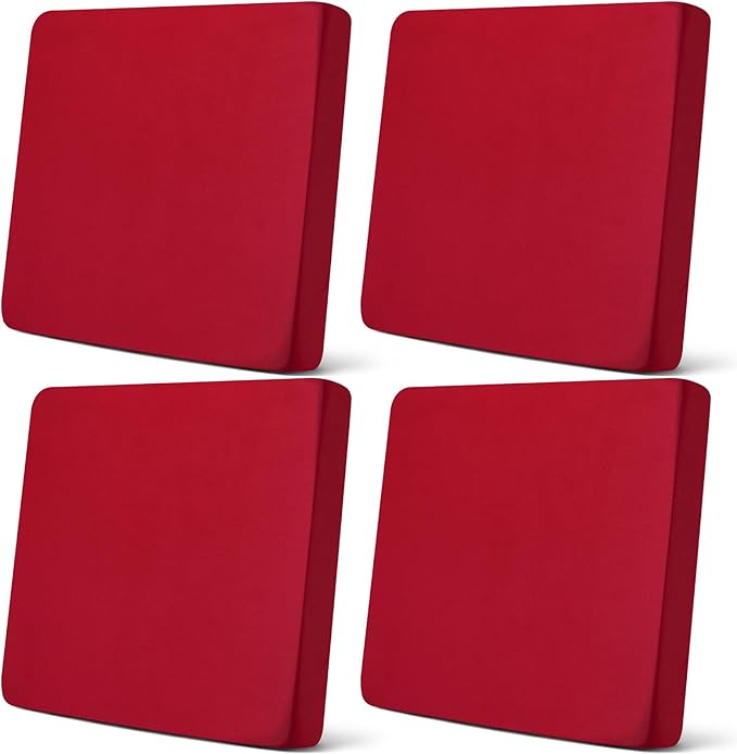 Newwiee Set of 4 Stretch Patio Cushion Covers Sofa Couch Seat Chair Slipcovers Cushion Cover Replacement Furniture Protector for Pets Washable(Burgundy,Seat Cover,Solid)