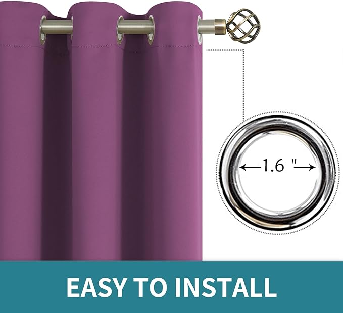 BGment Room Darkening Curtains 84 Inches Long - Grommet Thermal Insulated Drapes Window Treatment Curtains for Bedroom, 2 Panels, 52 x 84 Inch, Eggplant Purple