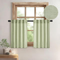 MIULEE Sage Green Kitchen Curtains 24 Inch Length 2 Panels, Soft Thick Linen Textured Semi Sheer Light Filtering Short Cafe Tier Curtains for Small Half Window Bathroom Laundry Back Tab Rod Pocket