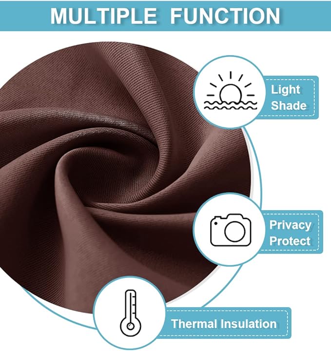 RYB HOME Cafe Blackout Curtains 24 inch Length, RV Curtains for Camper Windows, Mini Short Small Insulating Light UV Blocking Privacy Half Window Tiers, Width 42 by Length 24, Chocolate Brown, 2 Pcs