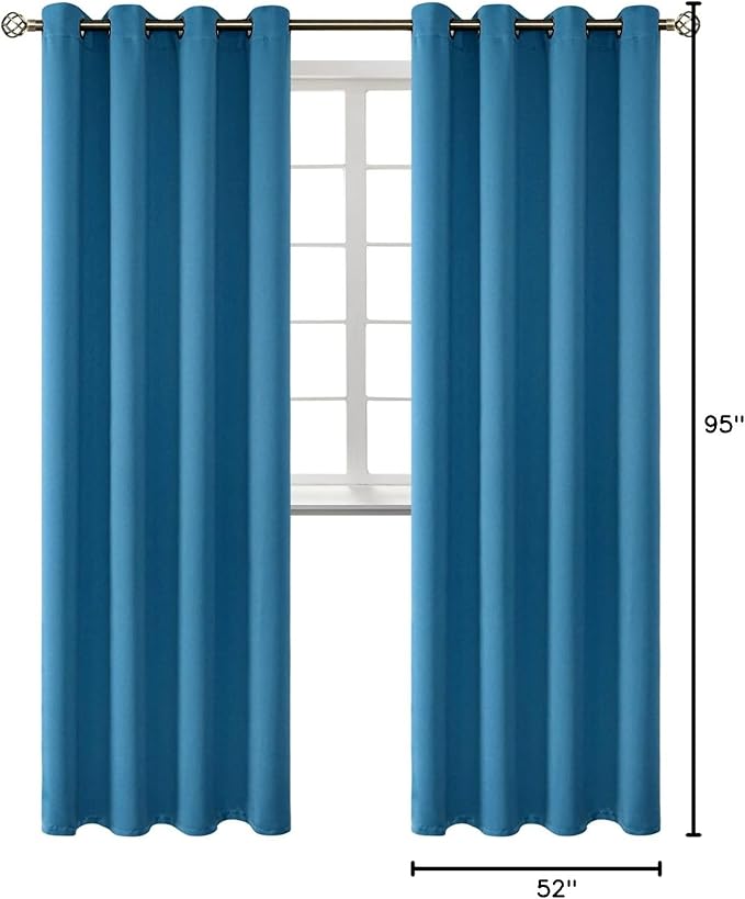 BGment Blackout Curtains - Grommet Thermal Insulated Room Darkening Bedroom and Living Room Curtains, Set of 2 Panels (52 x 95 Inch, Steel Blue)