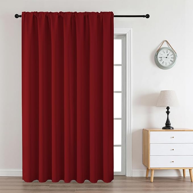 CUCRAF Red Blackout Curtains Customize, Rod Pocket Room Darkening Curtain for Bedroom Living Room, Thermal Insulated Window Drapes 1 Panel (Custom Size, Color)