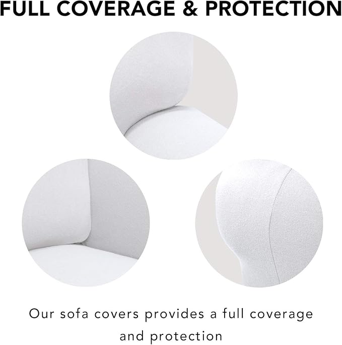 PureFit Super Stretch Sofa Slipcover – Spandex Non Slip Soft Couch Sofa Cover, Washable Furniture Protector with Non Skid Foam and Elastic Bottom for Kids, Pets （Oversized Sofa, White）