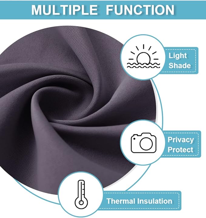 RYB HOME Blackout Curtains for Bedroom - Thermal Insulating Privacy Window Curtains for Kids Nursey Dining Bathroom Home Office Decor, Width 42 x Length 45 inches, Greyish Purple, 2 Panels