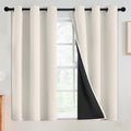 SimpleHome 100% Blackout Curtains for Bedroom,Thermal Insulated Cream Grommet Window Drapes Room Darkening Curtains for Living Room with Black Back,42 x 54 Inch,2 Panels