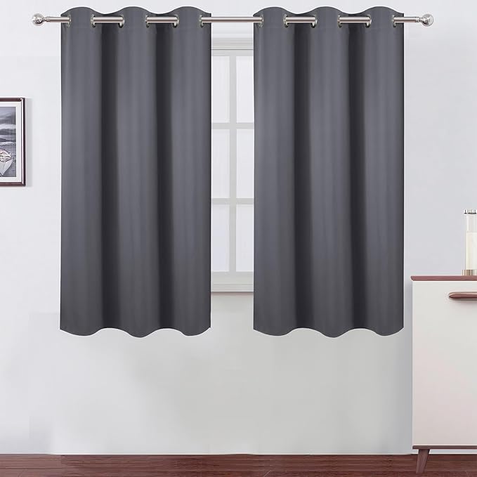 LEMOMO Blackout Curtains 40 x 63 inch/Grey Curtains Set of 2 Panels/Thermal Insulated Room Darkening Bedroom Curtains