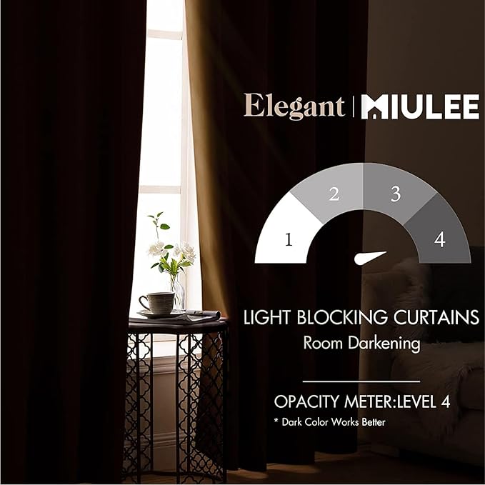 MIULEE Blackout Curtains 96 Inches Long for Bedroom Living Room Thermal Insulated Room Darkening Grommet Top Solid Light Blocking Drapery Set of 2 Window Panels Golden Brown
