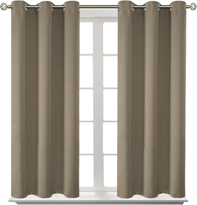 BGment Room Darkening Curtains 54 Inches Long - Grommet Thermal Insulated Drapes Window Treatment Curtains for Bedroom, 2 Panels, 38 x 54 Inch, Cocoa