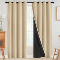 SimpleHome 100% Blackout Curtains for Bedroom,Thermal Insulated Grommet Window Drapes Room Darkening Beige Curtains for Living Room with Black Back,52 x 96 Inch,2 Panels