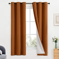 Yakamok Room Darkening 100% Blackout Curtains Grommet Window Treatments with 2 Thick Layers-Burnt Orange Thermal Insulated Drapes Set of 2 Panels for Bedroom Living Room 38 Inches by 63 Inches Length