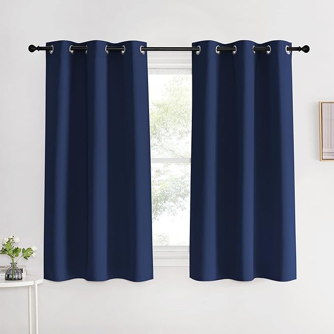 NICETOWN Blackout Draperies Curtains, Navy, 1 Pair, 42 x 60 Inch, All Season Thermal Insulated Solid Grommet Top Blackout Curtains/Drapes for Kid's Room