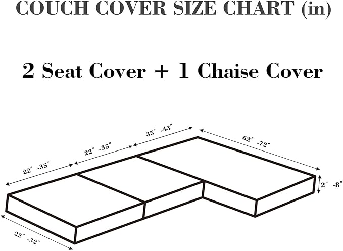 Sofa Covers Couch Covers for Sofa Pet Friendly Couch Cushion Covers Universal Sofa Covers Washable Stretch Slipcovers for Sectional Sofa (Texture Ivory White, 2 Seats + Chaise Cover)