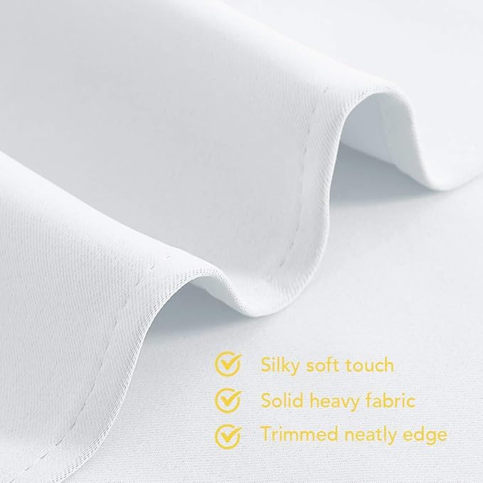 NICETOWN 50% Light Blocking Curtain Panels for Bedroom, Home Decoration Easy-Care Solid Grommet Draperies/Drapes, Window Covering for Kitchen (2 Panels, 70 by 72, White)
