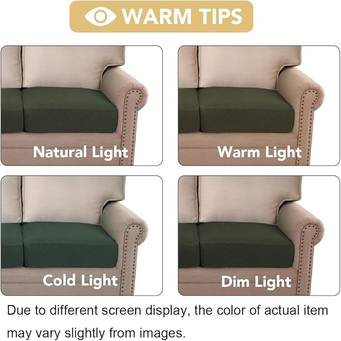 H.VERSAILTEX Super Stretch Individual Seat Cushion Covers Sofa Covers Couch Covers Slipcover Sets Thick Jacquard Textured Twill Fabric (3 Piece XL Sofa Cushion Covers, Olive)