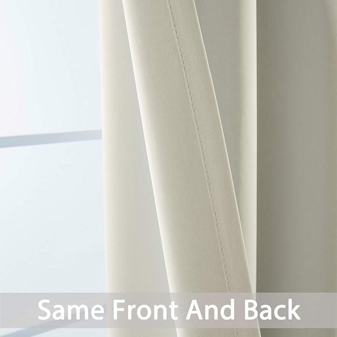Yakamok 36 Inch Room Darkening Curtains, Blackout Window Panels Thermal Insulated Grommet Top Light Blocking Drapes for Bathroom Basement, 52Wx36L, Light Beige, 2 Panels