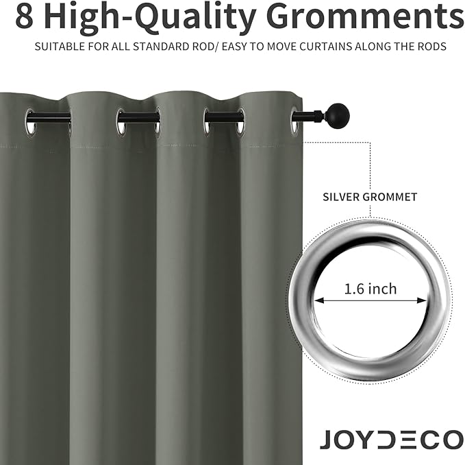 Joydeco Blackout Curtains 90 Inch Length 2 Panels Set, Thermal Insulated Long Curtains& Drapes 2 Burg, Room Darkening Grommet Drapes for Bedroom Living Room Window (Sage Green, W52 x L90 Inch)