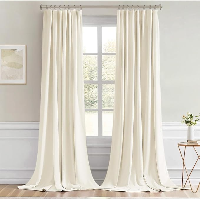 MIULEE Birch Back Tab Blackout Curtains 102 Inch Long 2 Panels Set for Bedroom, Rod Pocket/Pinch Pleated Thermal Insulated Living Room Darkening Light Blocking Floor to Ceiling Drapes
