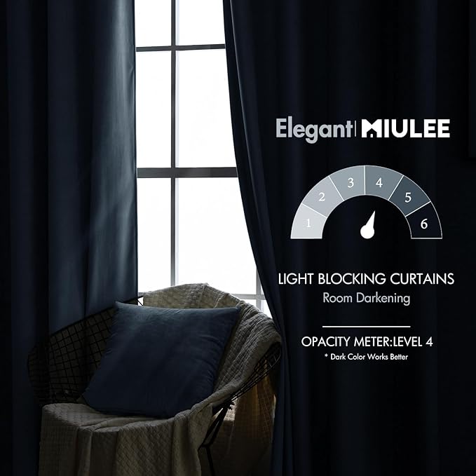 MIULEE Velvet Curtains 96 inches - Luxury Blackout Curtains for Bedroom Living Room Thermal Insulated Super Soft Window Drapes Rod Pocket & Back Tab, Stone Blue, W52 x L96 inches, 2 Panels
