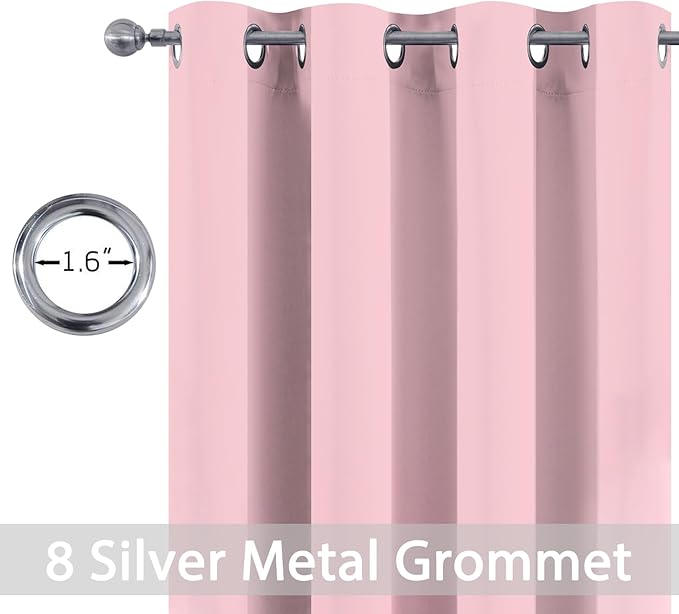 Yakamok Wide Thermal Blackout Patio Door Curtain Panel, Pink Grommet Sliding Door Insulated Curtains, Extra Wide Curtains for Sliding Glass Door, Pink, W52 x L84, 1 Panel