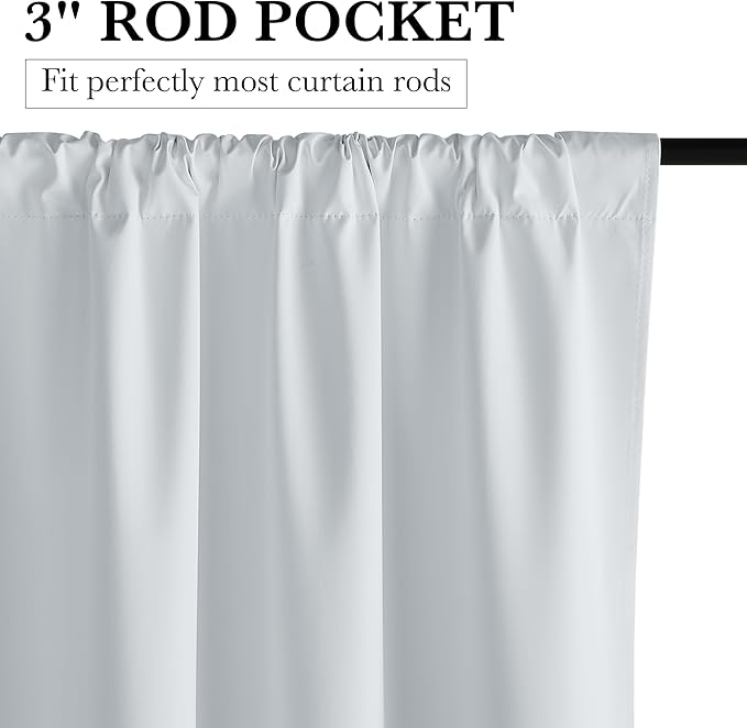 RYB HOME White 100% Blackout Curtains, Short Thermal Insulated Heat & UV Blocking Total Room Darkening Privacy Drapes for Small Window, Width 34 by Length 36, White, 2 Panels