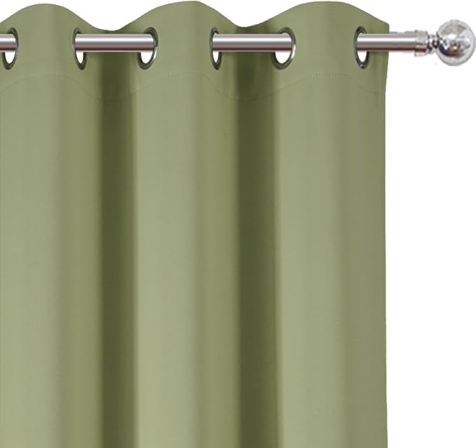 LEMOMO Sage Green Thermal Blackout Curtains/38 x 63 Inch/Set of 2 Panels Room Darkening Curtains for Bedroom