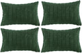 Fancy Homi Set of 4 Dark Green Lumbar Rectangle Decorative Throw Pillow Covers 16x24 Inch for Couch Bed Chair, Aesthetic Boho Room Decor, Soft Fuzzy Thick Corduroy Cute Textured Cushion Case 40x60cm