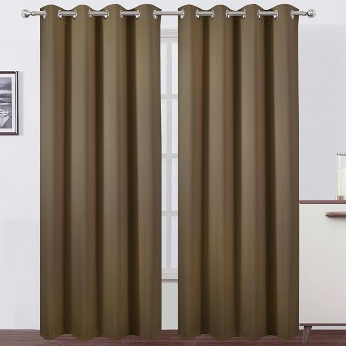 LEMOMO Brown Thermal Blackout Curtains/52 x 95 Inch/Set of 2 Panels Room Darkening Curtains for Bedroom
