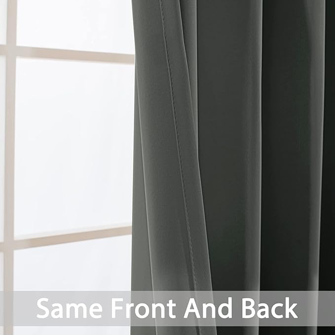 Yakamok Window Draperies Curtains Panels - Light Blocking Curtains, Grommet Top Small Drapes for Short Window/Basement(Dark Grey, 52Wx36L, 2 Panels)