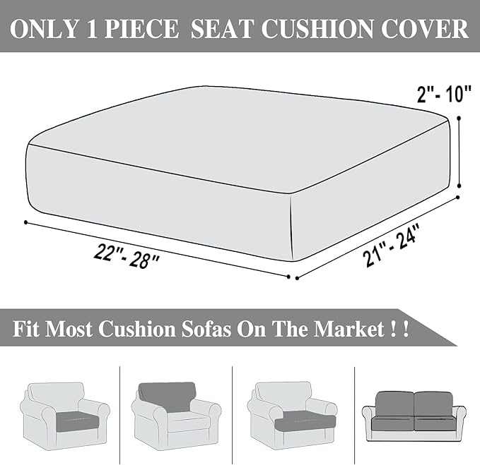 Couch Cushion Cover Seat Cushion Cover Stretch Armchair Cover Separate Sectional Sofa Slipcovers Furniture Protector(1 Piece for Seat or Sofa Backrest, White)