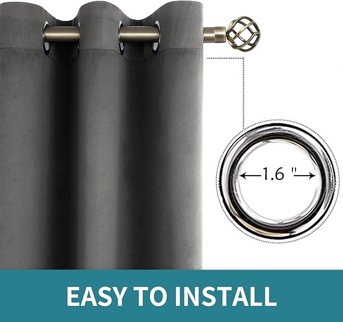 BGment Blackout Curtains - Grommet Thermal Insulated Room Darkening Bedroom and Living Room Curtain, Set of 2 Panels (52 x 45 Inch, Dark Grey)