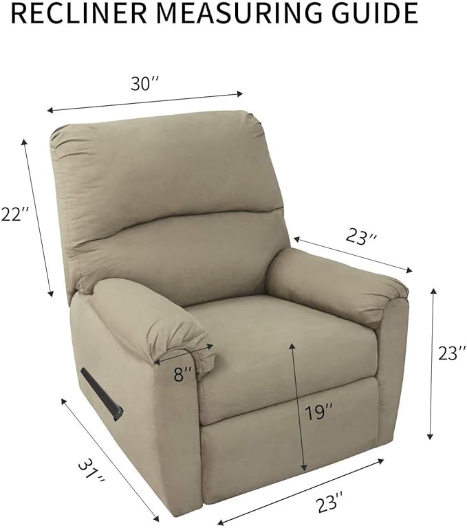 PureFit Super Stretch Recliner Sofa Slipcover with Pocket – Spandex Non Slip Soft Couch Sofa Cover, Washable Furniture Protector with Elastic Bottom for Kids, Pets （Recliner, Black）