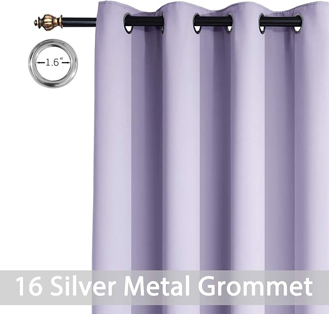 Yakamok Extra Wide Blackout Curtain for Sliding Glass Door, Grommet Thermal Insulated Room Divider Curtain 100W x 84L inch, Room Darkening Patio Curtain,8.3ft Wide x 7ft Tall, 1 Panel,Lilac