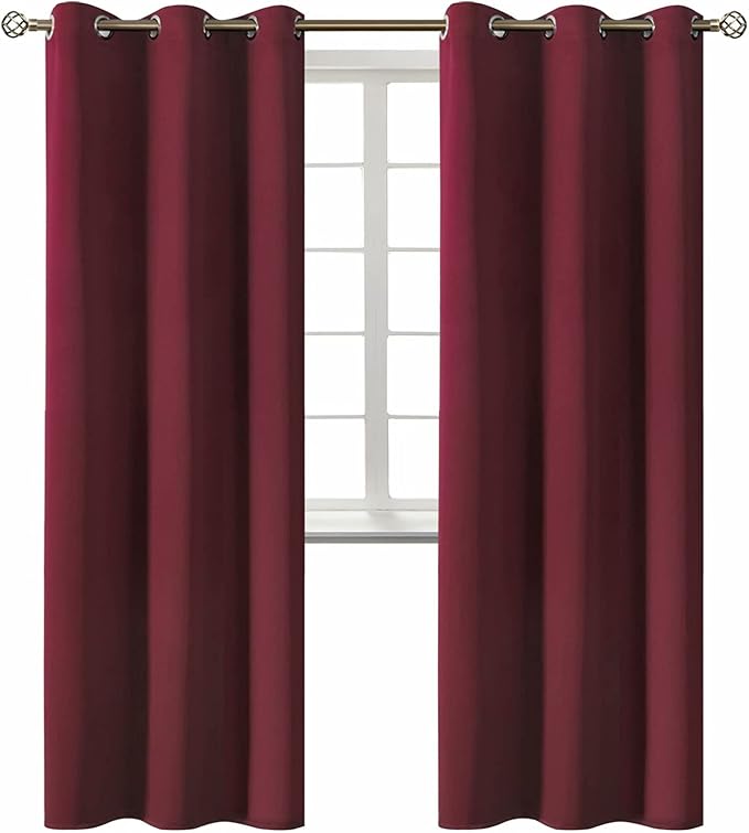 BGment Blackout Curtains - Grommet Thermal Insulated Room Darkening Bedroom and Living Room Curtains, Set of 2 Curtain Panels (42 x 84 Inch, Burgundy)
