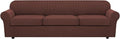 H.VERSAILTEX 4 Piece Stretch Sofa Covers for 3 Cushion Couch Covers Furniture Slipcovers for Living Room (1 Base Cover Plus 3 Seat Cushion Covers) Thicker Jacquard Fabric Cover (XL Sofa, Burnt Brick)